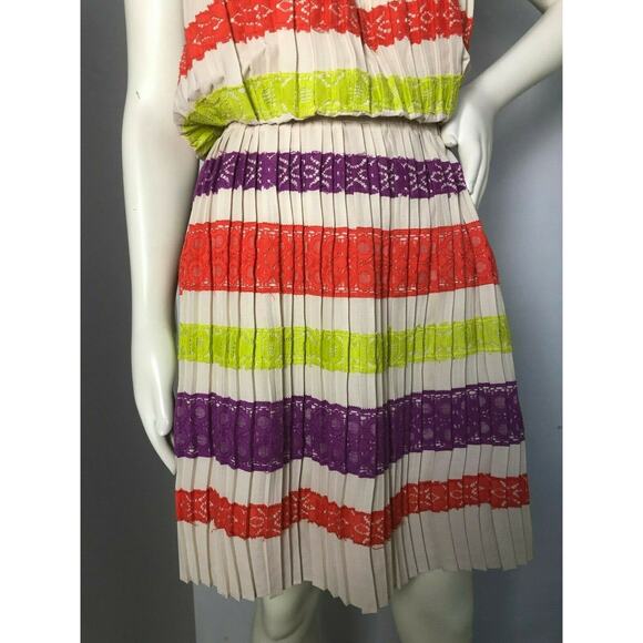 BCBGMAXAZRIA Womens Mateo Oatmeal Lace Panel Blouson Strapless Dress S - Picture 4 of 9